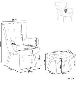 Sessel Polsterbezug Hellgrau Plus Hocker Vejle