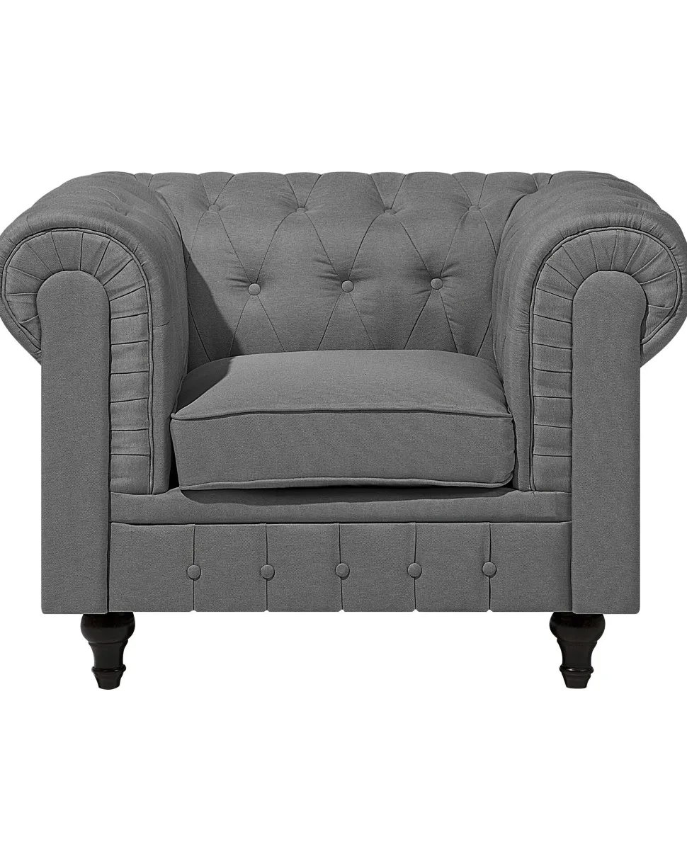 Sessel Polsterbezug Hellgrau Chesterfield Gros
