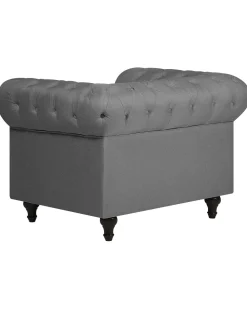 Sessel Polsterbezug Hellgrau Chesterfield Gros