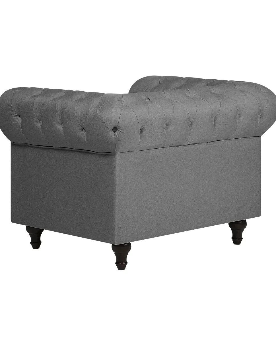 Sessel Polsterbezug Hellgrau Chesterfield Gros
