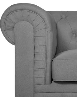 Sessel Polsterbezug Hellgrau Chesterfield Gros