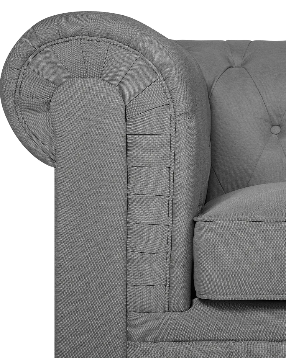 Sessel Polsterbezug Hellgrau Chesterfield Gros
