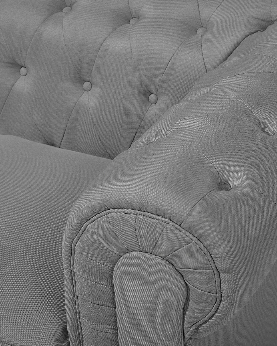 Sessel Polsterbezug Hellgrau Chesterfield Gros