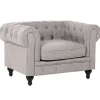 Sessel Polsterbezug Hellgrau Chesterfield