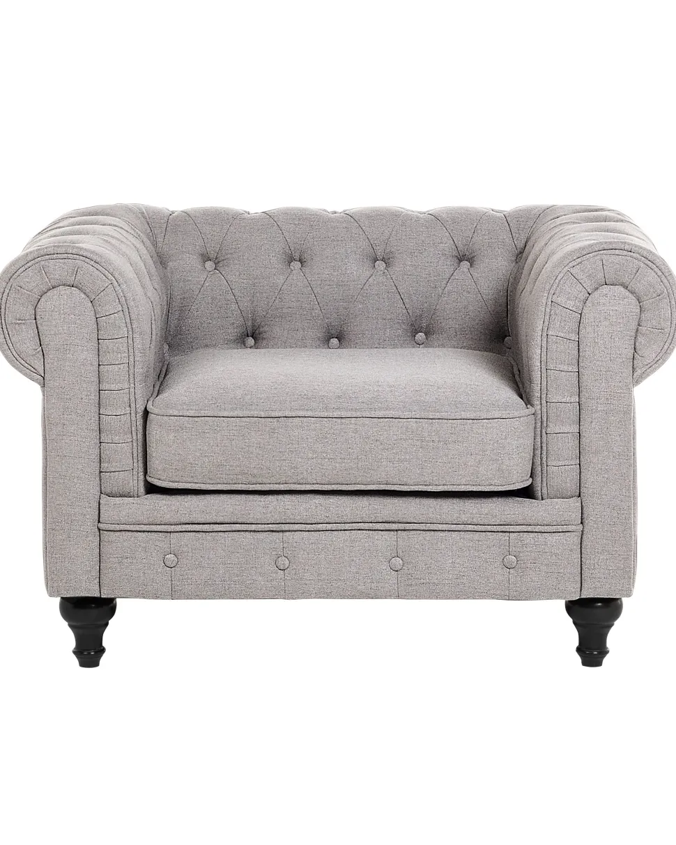 Sessel Polsterbezug Hellgrau Chesterfield