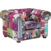 Sessel Polsterbezug Patchwork Violett Chesterfield