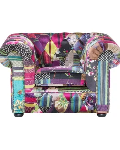 Sessel Polsterbezug Patchwork Violett Chesterfield