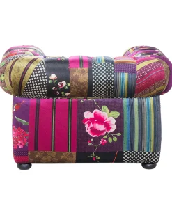 Sessel Polsterbezug Patchwork Violett Chesterfield