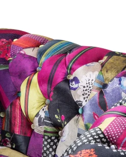 Sessel Polsterbezug Patchwork Violett Chesterfield