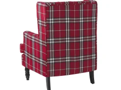 Sessel Polsterbezug Rot-Schwarz Kariertes Muster Plus Hocker Sandset