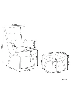 Sessel Polsterbezug Schwarz-Weis Plus Hocker Vejle