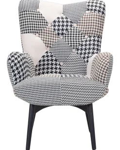 Sessel Polsterbezug Schwarz-Weis Plus Hocker Vejle