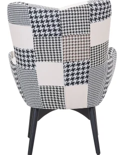 Sessel Polsterbezug Schwarz-Weis Plus Hocker Vejle