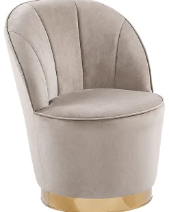 Sessel Samtstoff Beige / Gold Halbrund Alby