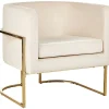 Sessel Samtstoff Beige Goldenes Gestell Sirkka