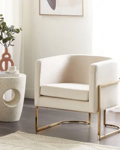 Sessel Samtstoff Beige Goldenes Gestell Sirkka
