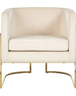 Sessel Samtstoff Beige Goldenes Gestell Sirkka