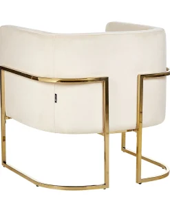 Sessel Samtstoff Beige Goldenes Gestell Sirkka