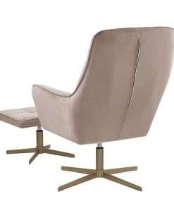 Sessel Samtstoff Beige Steppung Mit Hocker Molle