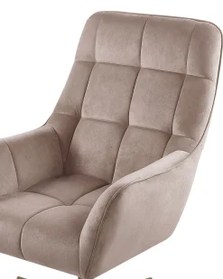Sessel Samtstoff Beige Steppung Mit Hocker Molle
