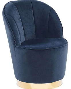 Sessel Samtstoff Dunkelblau / Gold Halbrund Alby