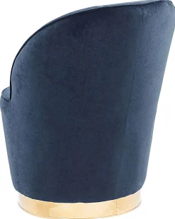 Sessel Samtstoff Dunkelblau / Gold Halbrund Alby