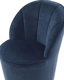 Sessel Samtstoff Dunkelblau / Gold Halbrund Alby