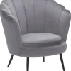 Sessel Samtstoff Grau / Schwarz Muscheldesign Lovikka
