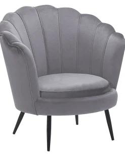Sessel Samtstoff Grau / Schwarz Muscheldesign Lovikka