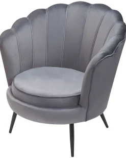 Sessel Samtstoff Grau / Schwarz Muscheldesign Lovikka