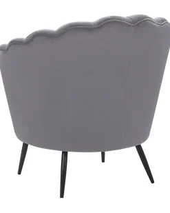 Sessel Samtstoff Grau / Schwarz Muscheldesign Lovikka