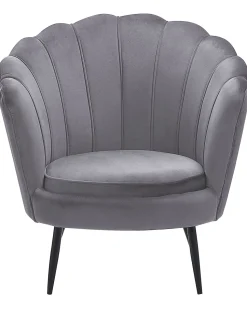 Sessel Samtstoff Grau / Schwarz Muscheldesign Lovikka