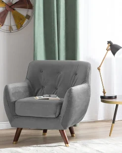 Sessel Samtstoff Grau Bodo