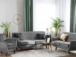 Sessel Samtstoff Grau Bodo