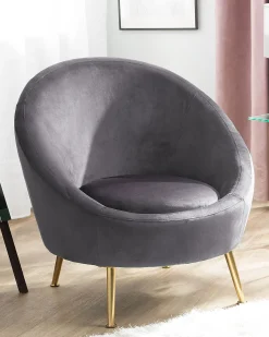 Sessel Samtstoff Grau Langa