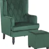 Sessel Samtstoff Grun Plus Hocker Sandset