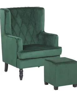 Sessel Samtstoff Grun Plus Hocker Sandset