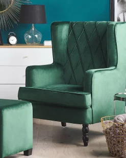 Sessel Samtstoff Grun Plus Hocker Sandset