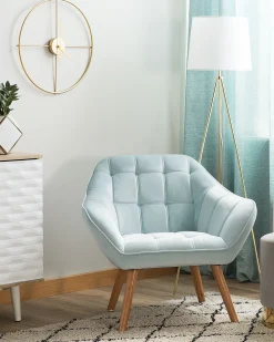 Sessel Samtstoff Hellblau Karis
