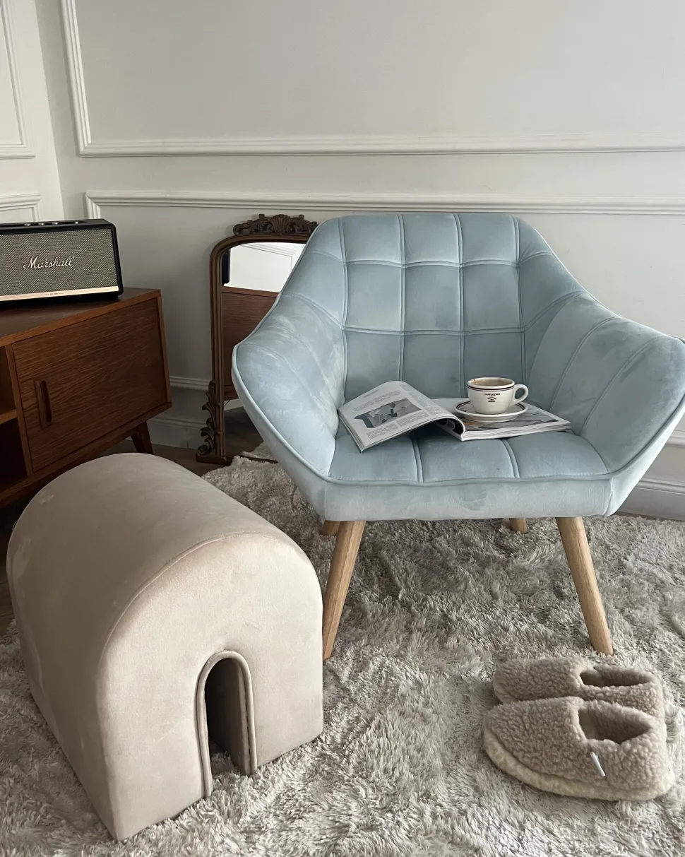 Sessel Samtstoff Hellblau Karis