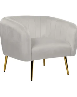 Sessel Samtstoff Hellgrau Mit Goldenen Beinen Laconia