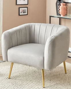 Sessel Samtstoff Hellgrau Mit Goldenen Beinen Laconia