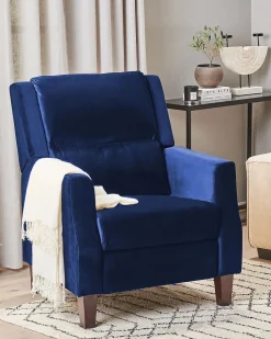 Sessel Samtstoff Marineblau Verstellbar Egersund