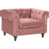 Sessel Samtstoff Rosa Rautenmuster Chesterfield