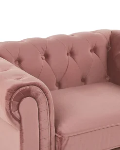 Sessel Samtstoff Rosa Rautenmuster Chesterfield