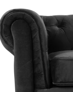Sessel Samtstoff Schwarz Chesterfield