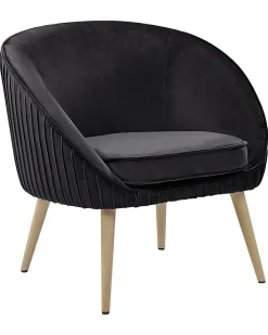 Sessel Samtstoff Schwarz Mit Holzbeinen Tromso