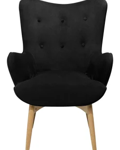 Sessel Samtstoff Schwarz Plus Hocker Vejle