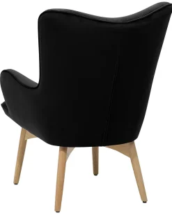 Sessel Samtstoff Schwarz Plus Hocker Vejle