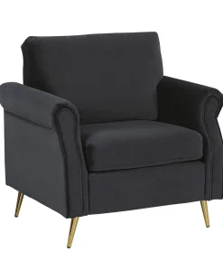 Sessel Samtstoff Schwarz / Gold Retro-Design Vietas
